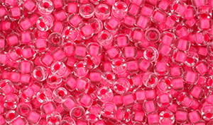 Matubo Seed Bead 8/0 (loose) : Crystal - Pink Neon-Lined