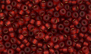 Matubo Seed Bead 8/0 (loose) : Matte - Siam Ruby - Bronze Ice-Lined