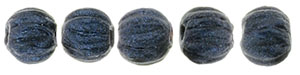 Melon Round 3mm (loose) : Metallic Suede - Dk Blue