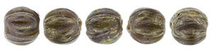 Melon Round 3mm (loose) : Opaque Purple - Bronze Picasso