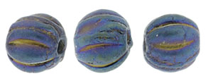 Melon Round 4mm (loose) : Matte - Iris - Blue
