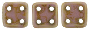 CzechMates QuadraTile 6 x 6mm (loose) : Luster - Opaque Rose/Gold Topaz