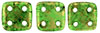 CzechMates QuadraTile 6 x 6mm (loose) : Gold Marbled - Green Emerald