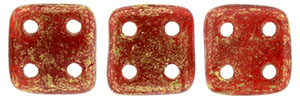 CzechMates QuadraTile 6 x 6mm (loose) : Gold Marbled - Oxblood