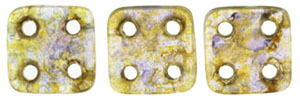 CzechMates QuadraTile 6 x 6mm (loose) : Luster - Transparent Gold/Smokey Topaz