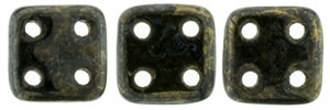 CzechMates QuadraTile 6 x 6mm (loose) : Jet - Bronze Picasso