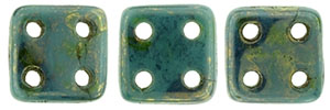 CzechMates QuadraTile 6 x 6mm (loose) : Persian Turquoise - Bronze Picasso