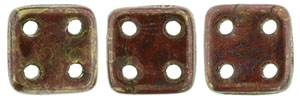 CzechMates QuadraTile 6 x 6mm (loose) : Gold/Topaz Luster - Opaque Red