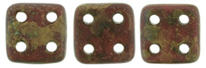 CzechMates QuadraTile 6 x 6mm (loose) : Opaque Red - Copper Picasso