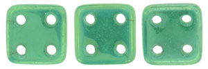 CzechMates QuadraTile 6 x 6mm (loose) : Luster Iris - Alabaster Malachite Green