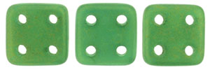 CzechMates QuadraTile 6 x 6mm (loose) : Sueded Gold Atlantis Green