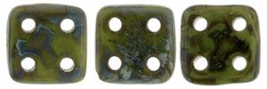 CzechMates QuadraTile 6 x 6mm (loose) : Opaque Olive - Picasso
