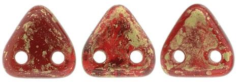 CzechMates Triangle 6mm (loose) : Gold Marbled - Oxblood