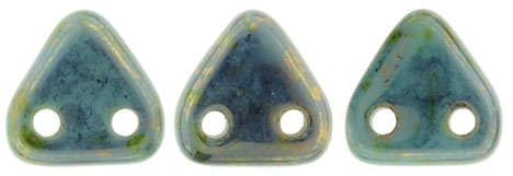 CzechMates Triangle 6mm (loose) : Luster - Transparent Gold/Turquoise