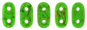 CzechMates Bar 6 x 2mm (loose) : Gold Marbled - Green Emerald