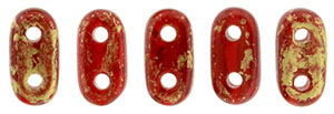 CzechMates Bar 6 x 2mm (loose) : Gold Marbled - Oxblood