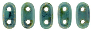 CzechMates Bar 6 x 2mm (loose) : Turquoise - Bronze Picasso