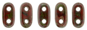 CzechMates Bar 6 x 2mm (loose) : Gold/Topaz Luster - Opaque Red