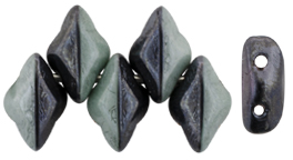 GEMDUO 8 x 5mm (loose) : Green Luster - Opaque Black/White