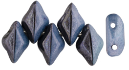 GEMDUO 8 x 5mm (loose) : Blue Luster - Opaque Black/White
