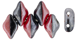 GEMDUO 8 x 5mm (loose) : White Luster - Opaque Red/Black