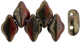 GEMDUO 8 x 5mm (loose) : Senegal Brown-Purple - Opaque Red/Black