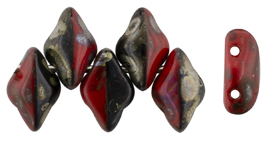 GEMDUO 8 x 5mm (loose) : Opaque Red/Black - Silver Picasso