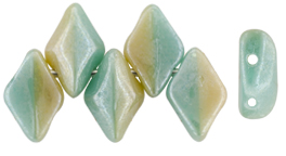 GEMDUO 8 x 5mm (loose) : White Luster - Turquoise Green/Ivory