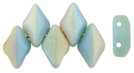 GEMDUO 8 x 5mm (loose) : Matte - Turquoise Green/Ivory