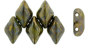 GEMDUO 8 x 5mm (loose) : Opaque Olivine - Bronze Picasso