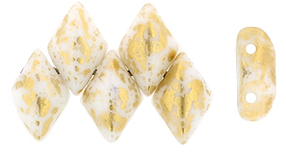 GEMDUO 8 x 5mm (loose) : Gold Splash - White