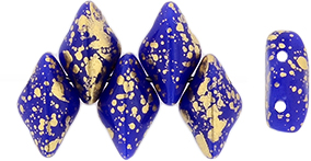 GEMDUO 8 x 5mm (loose) : Gold Splash - Opaque Blue