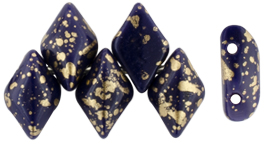 GEMDUO 8 x 5mm (loose) : Gold Splash - Navy Blue