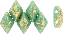 GEMDUO 8 x 5mm (loose) : Gold Splash - Opaque Turquoise