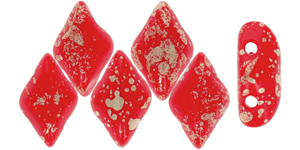 GEMDUO 8 x 5mm (loose) : Gold Splash - Opaque Red