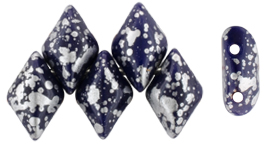 GEMDUO 8 x 5mm (loose) : Silver Splash - Navy Blue