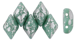 GEMDUO 8 x 5mm (loose) : Silver Splash - Opaque Turquoise