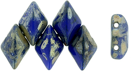 GEMDUO 8 x 5mm (loose) : Opaque Blue - Silver Picasso