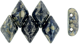 GEMDUO 8 x 5mm (loose) : Navy Blue - Silver Picasso