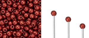Finial Half-Drilled Round Bead 2mm : ColorTrends: Saturated Metallic Cherry Tomato