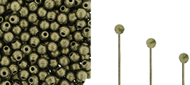 Finial Half-Drilled Round Bead 2mm : Metallic Suede - Gold