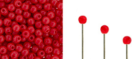 Finial Half-Drilled Round Bead 2mm : Opaque Red