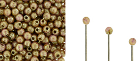 Finial Half-Drilled Round Bead 2mm : Luster - Opaque Rose/Gold Topaz