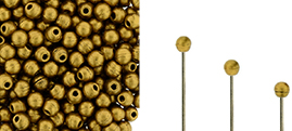 Finial Half-Drilled Round Bead 2mm : Matte - Metallic Antique Gold
