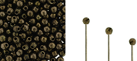 Finial Half-Drilled Round Bead 2mm : Dk Bronze