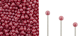 Finial Half-Drilled Round Bead 2mm : Metal Luster - Opaque Red
