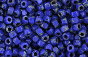 Matubo 3-Cut Seed Bead 6/0 (loose) : Opaque Blue - Picasso