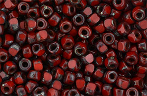 Matubo 3-Cut Seed Bead 6/0 (loose) : Opaque Red - Picasso