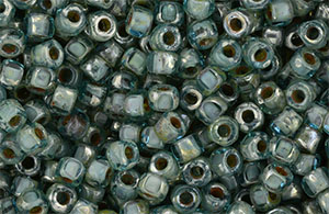 Matubo 3-Cut Seed Bead 6/0 (loose) : Opaque Aquamarine - Silver Picasso