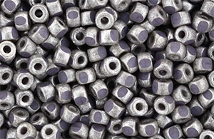 Matubo 3-Cut Seed Bead 6/0 (loose) : Silver Luster - Opaque Amethyst